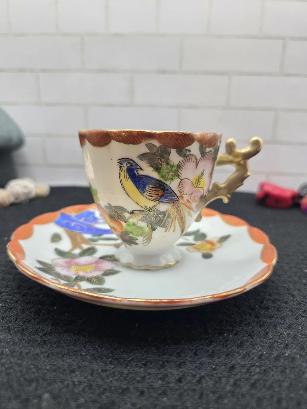 Vintage Merit China Occupied Japan Hand-Painted Porcelain Tea Cup And Saucer - Picture 1 of 7